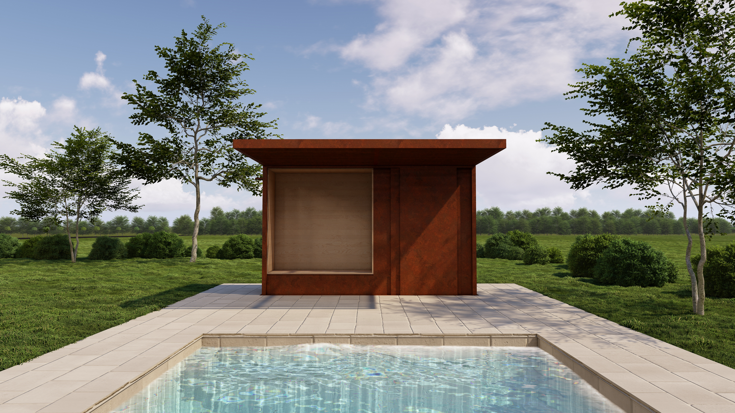 Perspective piscine poolhouse